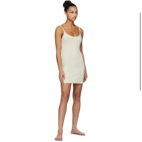 SKIMS White Sleeveless Cotton Rib Mini Dress - Picture 2 of 6